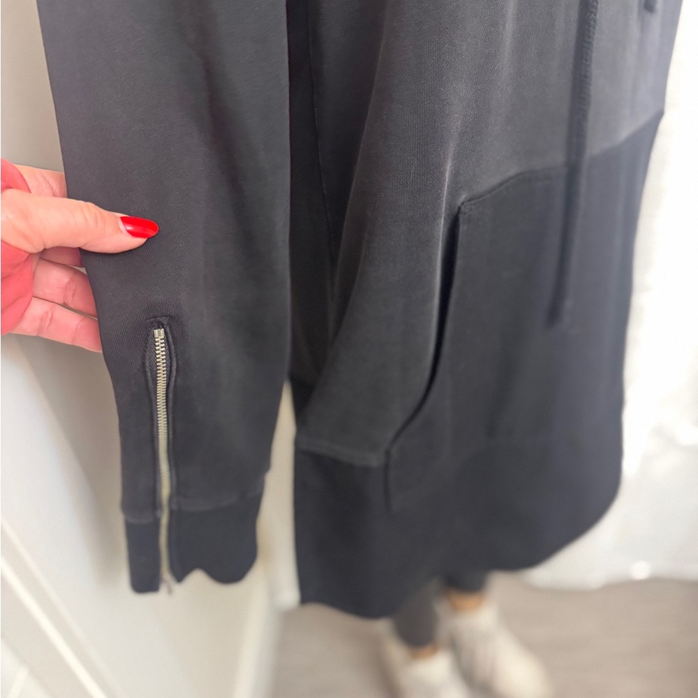 22” ptp zipper cuffs, Black Hooded Women's Top - Picture 5 of 11